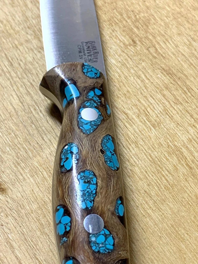 Outlet π BARK RIVER KNIVES Bark River Gunny CPM 3V Knife Cholla Cactus W/ Turquoise - Gray Liners - Rampless #2 π 4 BARK RIVER KNIVES Bark River Gunny CPM 3V Knife Cholla Cactus W/ Turquoise - Gray Liners - Rampless #2
