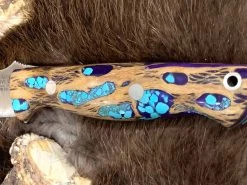 BARK RIVER KNIVES Bark River Gunny CPM 3V Knife Purple Cholla Cactus Handles With Turquoise
