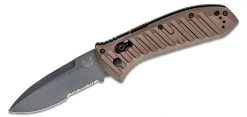 Benchmade Presidio II AUTO Folding Knife 3.72" CPM-M4 Gray Drop Point Combo Blade, Milled Burnt Bronze Aluminum Handles - 5700SGY-1