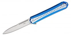 CRKT 6710 Stickler Assisted Flipper Knife 3.38" Sandvik 12C27, Blue & Silver