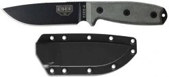 ESEE 4P-B Black Blade Plain Edge, Micarta Handle Black Sheath Clip Plate All Knife Brands