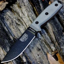 ESEE 4P-B Black Blade Plain Edge, Micarta Handle Black Sheath Clip Plate All Knife Brands