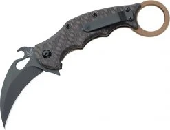FOX KNIVES Fox FKMD FX-599TIC 01FX122 Folding Karambit 2.55" ELMAX Carbon Fiber/Titanium Handles