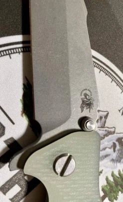 RICK HINDERER All Knife Brands Hinderer Eklipse Harpoon Spanto Knife Working Finish Blue/Translucent Green G10 3.5