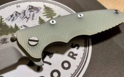 RICK HINDERER All Knife Brands Hinderer Eklipse Harpoon Spanto Knife Working Finish Blue/Translucent Green G10 3.5"