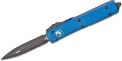 All Knife Brands Microtech 122-1BL Ultratech Auto OTF 3.46" Black D/E Blue Handles