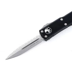 Microtech 232-12 UTX-85 D/E Black Handle Full Serrations Blade