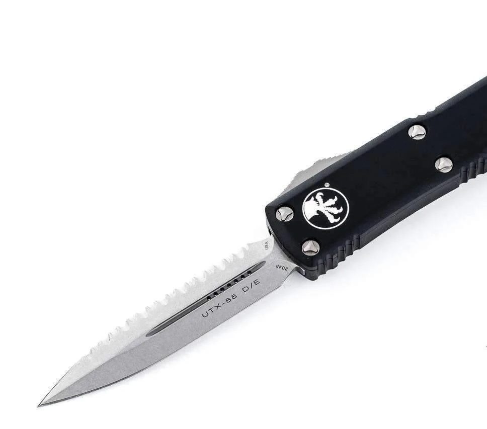 Discount π Microtech 232-12 UTX-85 D/E Black Handle Full Serrations Blade π 3 Microtech 232-12 UTX-85 D/E Black Handle Full Serrations Blade