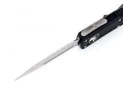 Budget 🔥 Microtech 232-6 UTX-85 D/E Black Handle Serration Satin Blade ❤️ 8 Microtech 232-6 UTX-85 D/E Black Handle Serration Satin Blade