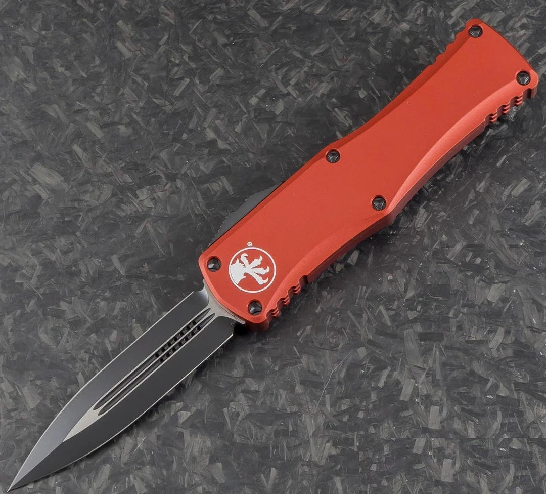 Promo 🥰 All Knife Brands MICROTECH 702-1RD HERA D/E BLACK STD RED HANDLES 👍 4 All Knife Brands MICROTECH 702-1RD HERA D/E BLACK STD RED HANDLES