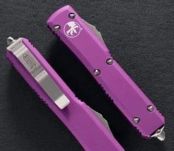 Wholesale ✨ All Knife Brands Microtech Ultratech D/E 122-6VI Satin Full Serrated Violet Knife ❤️ 5 All Knife Brands Microtech Ultratech D/E 122-6VI Satin Full Serrated Violet Knife