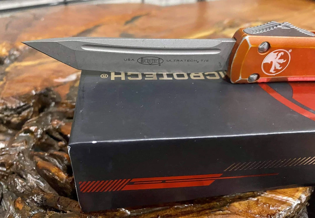 Flash Sale 🎁 All Knife Brands Microtech Ultratech T/E OTF 3.46" Apocalyptic Blade, Orange Distressed 123-10DOR 🎉 4 All Knife Brands Microtech Ultratech T/E OTF 3.46" Apocalyptic Blade, Orange Distressed 123-10DOR