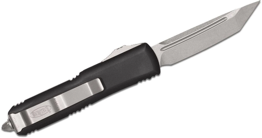 Discount 🛒 All Knife Brands Microtech UTX-85 233-10 Auto OTF 3" Stonewashed Tanto Plain Blade, Black Handles ⭐ 4 All Knife Brands Microtech UTX-85 233-10 Auto OTF 3" Stonewashed Tanto Plain Blade, Black Handles