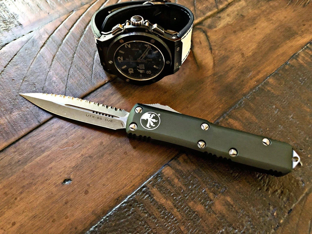 Discount 🔥 Microtech UTX-85 D/E 232-12APOD F/S Apocalyptic Blade OD Green Handle 🌟 3 Microtech UTX-85 D/E 232-12APOD F/S Apocalyptic Blade OD Green Handle