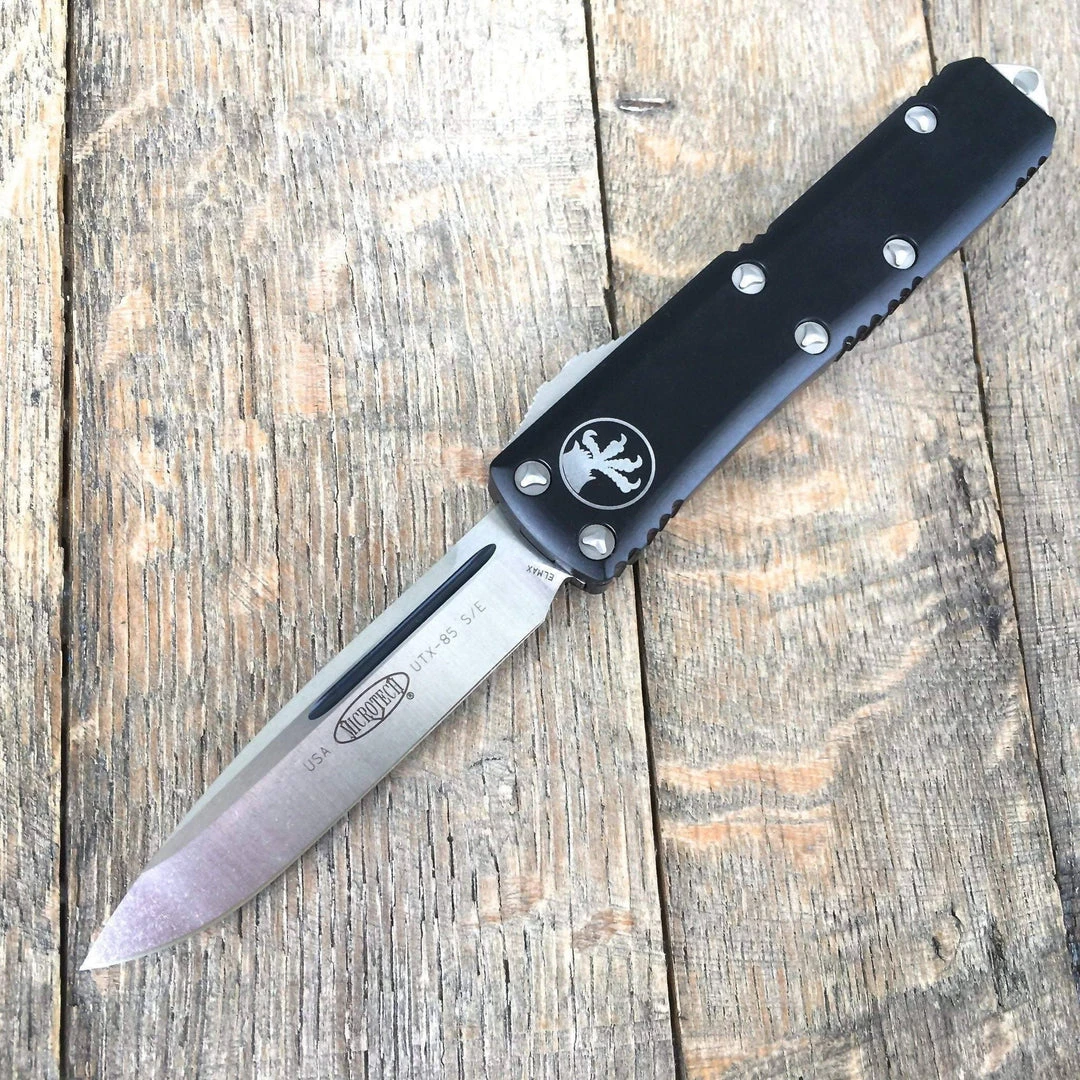 Budget ⭐ Microtech UTX-85 S/E Black Handle Stonewashed Blade 231-10 🥰 4 Microtech UTX-85 S/E Black Handle Stonewashed Blade 231-10