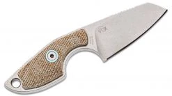 MANIAGO KNIFE MAKERS MKM Mikro 2 Fixed Blade 1.97" M390 Stonewashed Sheepsfoot Blade, Natural Micarta Handles