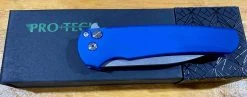 PROTECH KNIVES Pro-Tech Malibu Wharncliffe Plunge Lock Flipper Knife Blue (3.3" Stonewash)