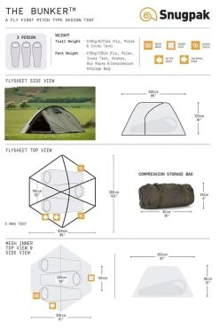 Snugpak Bunker 3 Person Tent / Tactical Shelter (Olive) Tents & Shelters