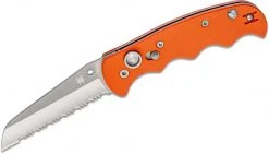 Spyderco Autonomy C165GSOR Auto Folding Knife 3.65" H-1 Satin Serrated Blade, Orange